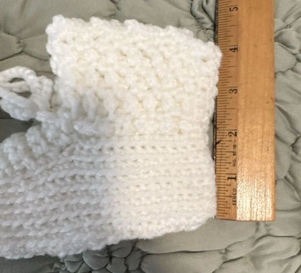Vintage Handmade Crocheted White Baby Booties A3